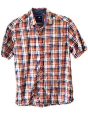 Netplay Heritage Workwear Men's Orange Multicolor Plaid Button Shirt with Pocket
